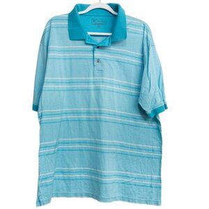 Jos. A. Bank Blue Striped Polo Shirt Short Sleeve Mens 2XL Casual Comfortable